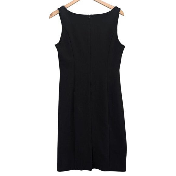WHBM Sheath Cocktail Dress Solid Black Ponte Sleeveless Knee Length Size 8 - Picture 2 of 11